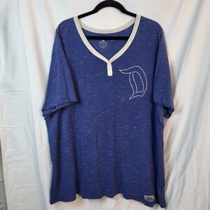 Disney Parks Men XXL Blue Space Dye Slub Henley Ringer T-Shirt Disneyland D Logo